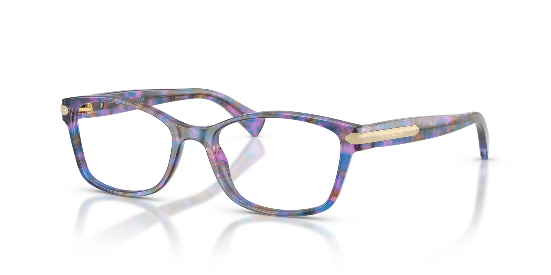 Coach HC6065 Rectangle Eyeglasses - Purple Confetti Tortoise