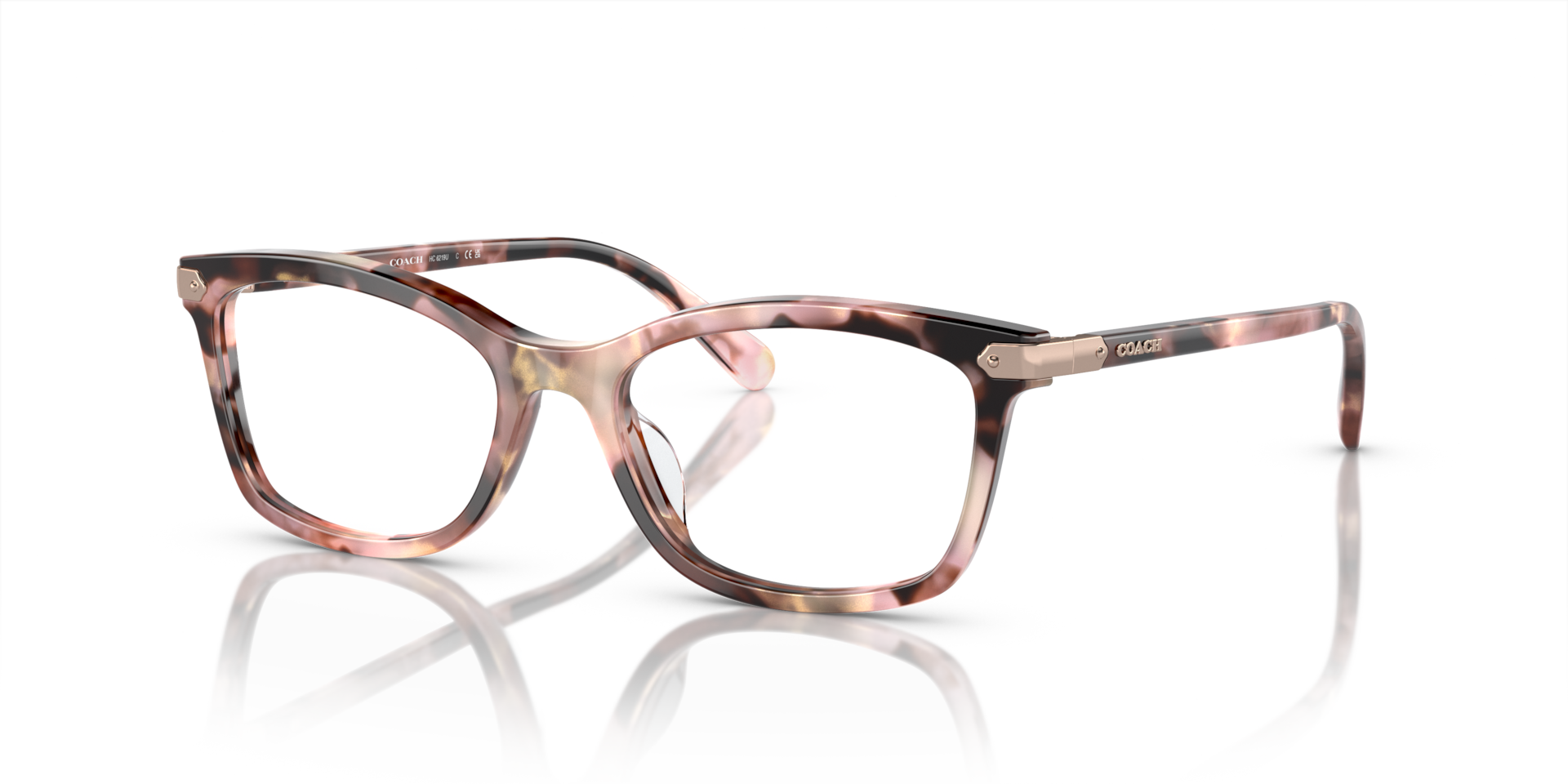 Coach HC6219U Rectangle Eyeglasses - Rose Pearl Tortoise