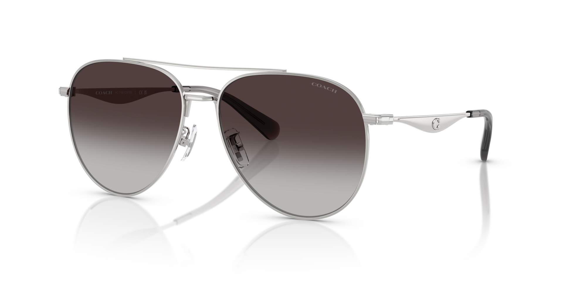 Coach HC7169 CW193 Pilot Sunglasses - Shiny Silver