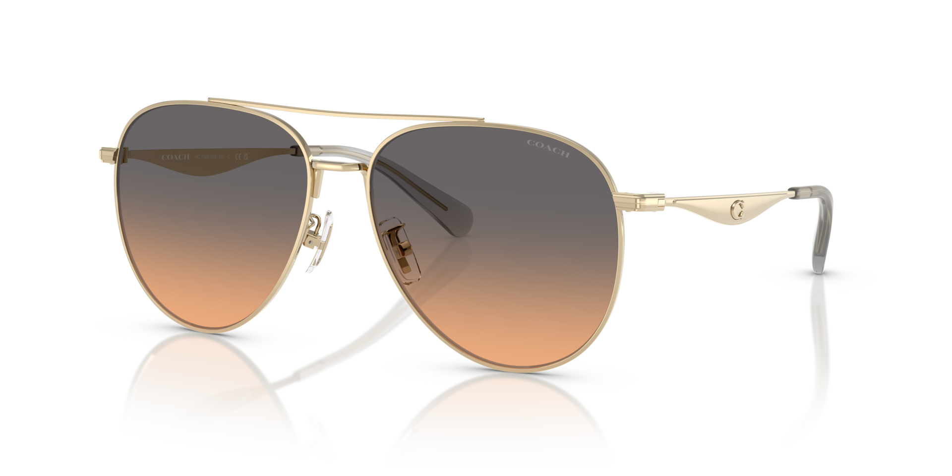 Coach HC7169 CW193 Pilot Sunglasses - Shiny Silver