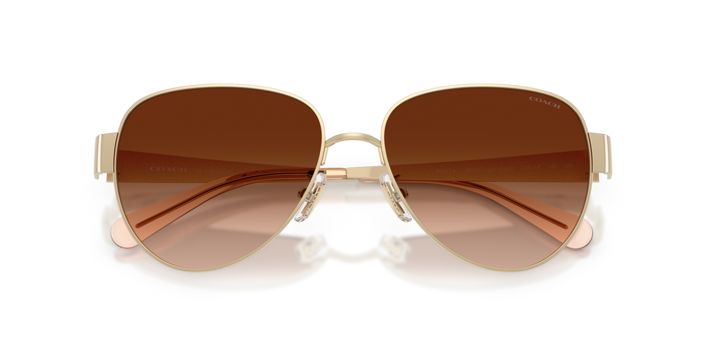Coach HC7186 CDP37 Pilot Sunglasses - Shiny Light Gold
