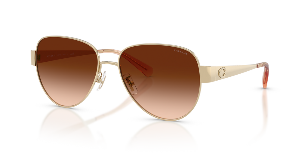 Coach HC7186 CDP37 Pilot Sunglasses - Shiny Light Gold