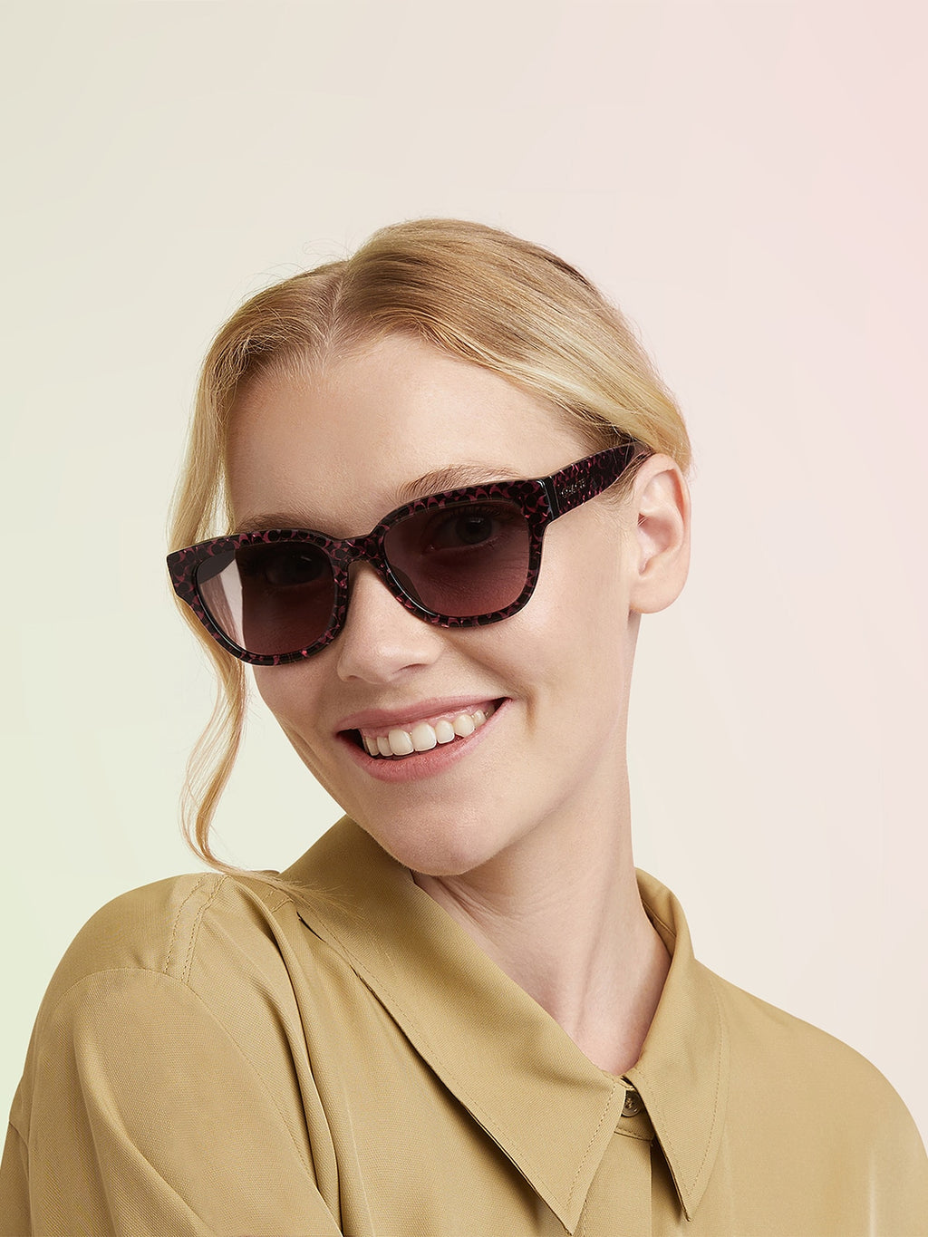 Coach HC8379U CL920 Butterfly Sunglasses - Grey Pearl Signature C