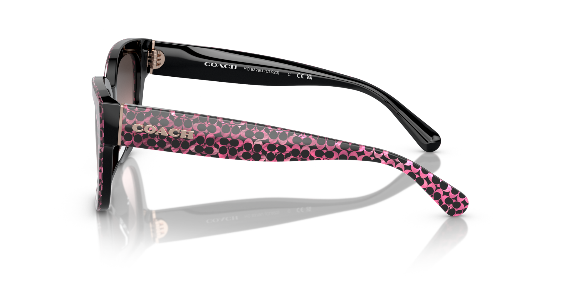 Coach HC8379U CL920 Butterfly Sunglasses - Ruby Pearl Signature C