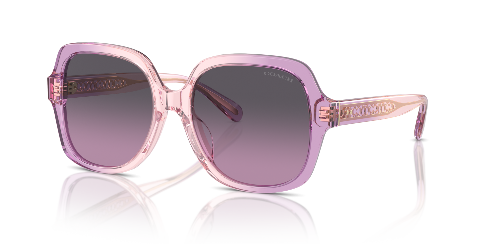 Coach HC8395U CR614 Square Sunglasses - Amethyst Pink Gradient