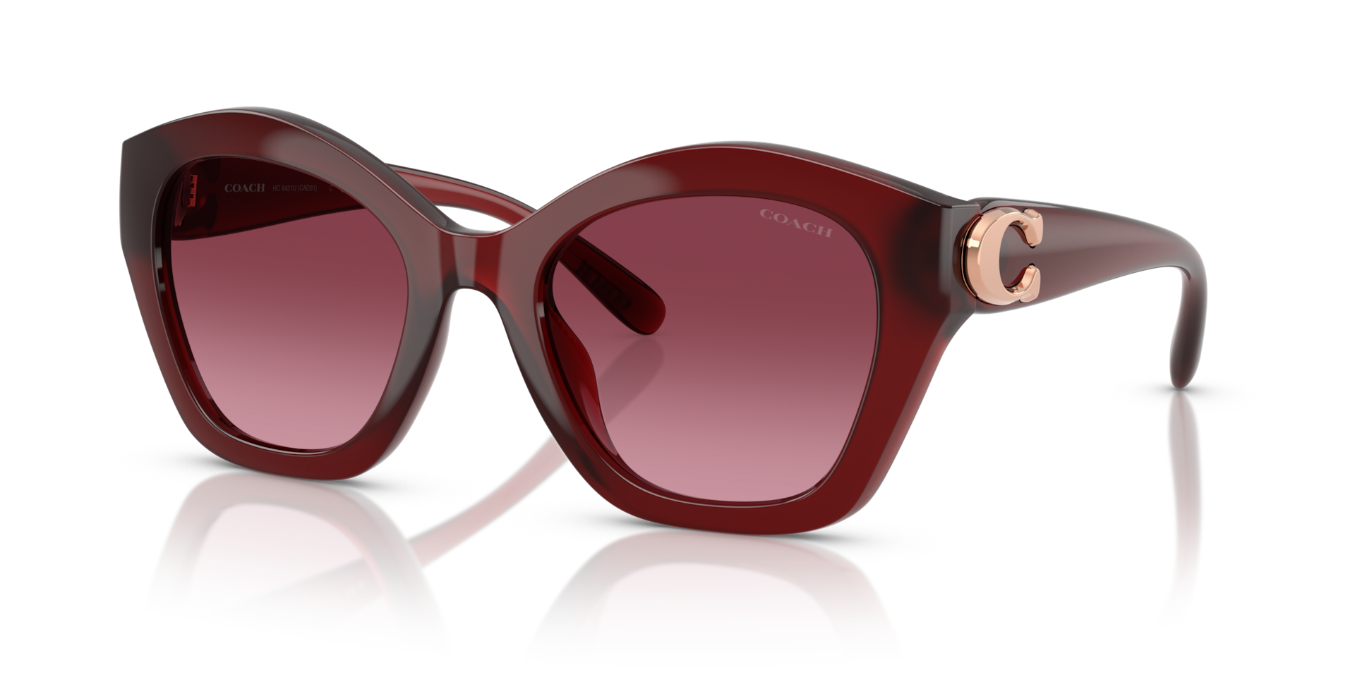 Coach HC8421U CAD31 Geometric Sunglasses - Milky Burgundy