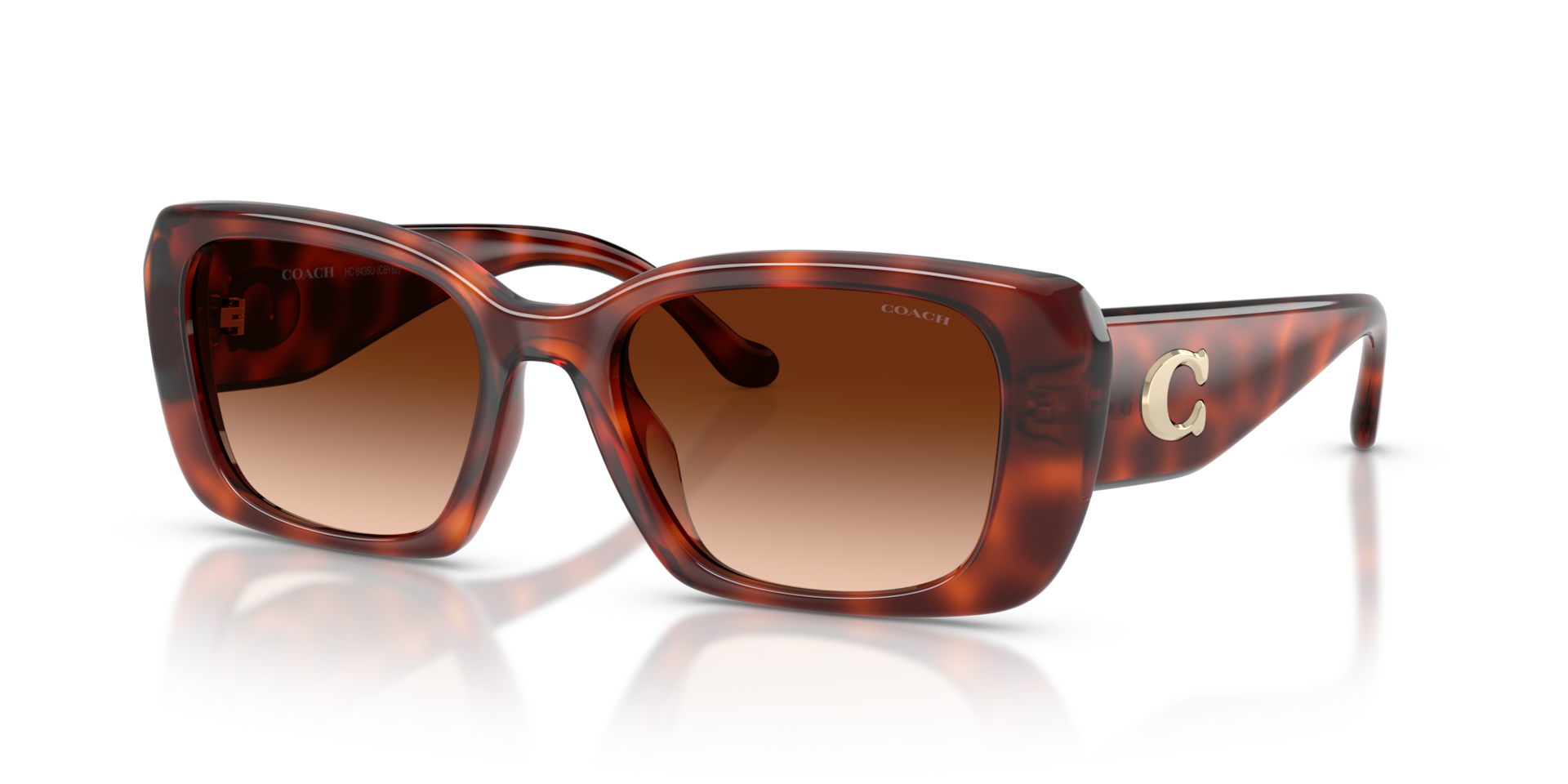Coach HC8435U CBY82 Square Sunglasses - Caramel Tortoise