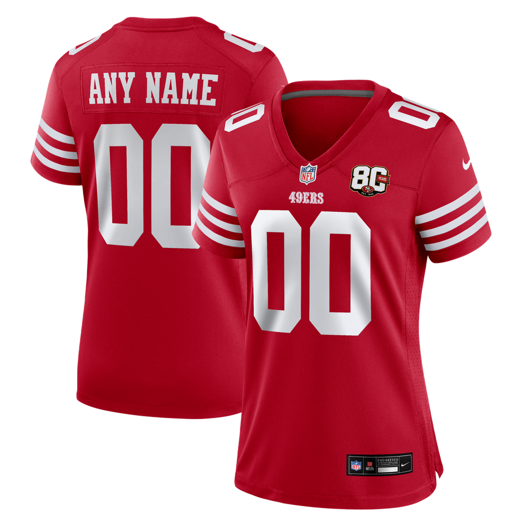 San Francisco 49ers Women's 80th Anniversary Custom Jersey - Scarlet