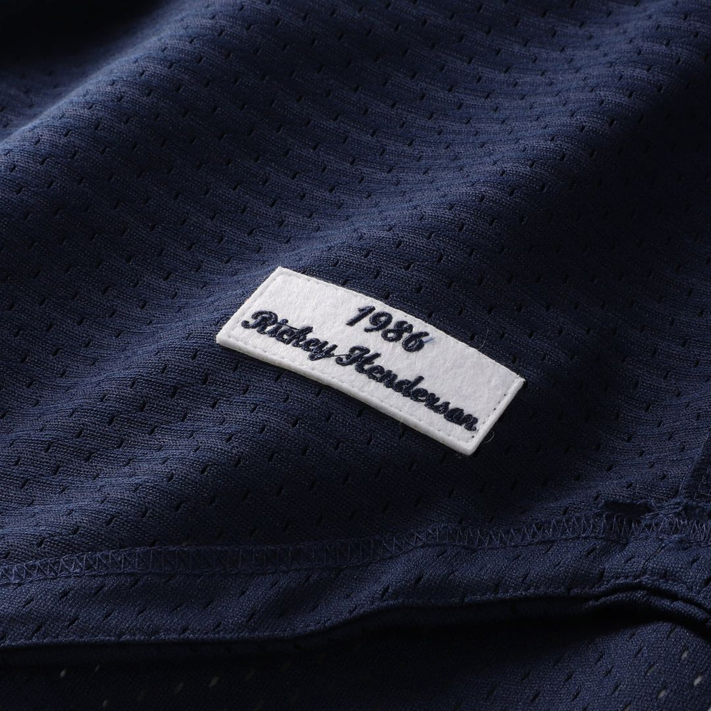 Rickey Henderson New York Yankees Mesh Batting Practice Button-Up Jersey - Navy