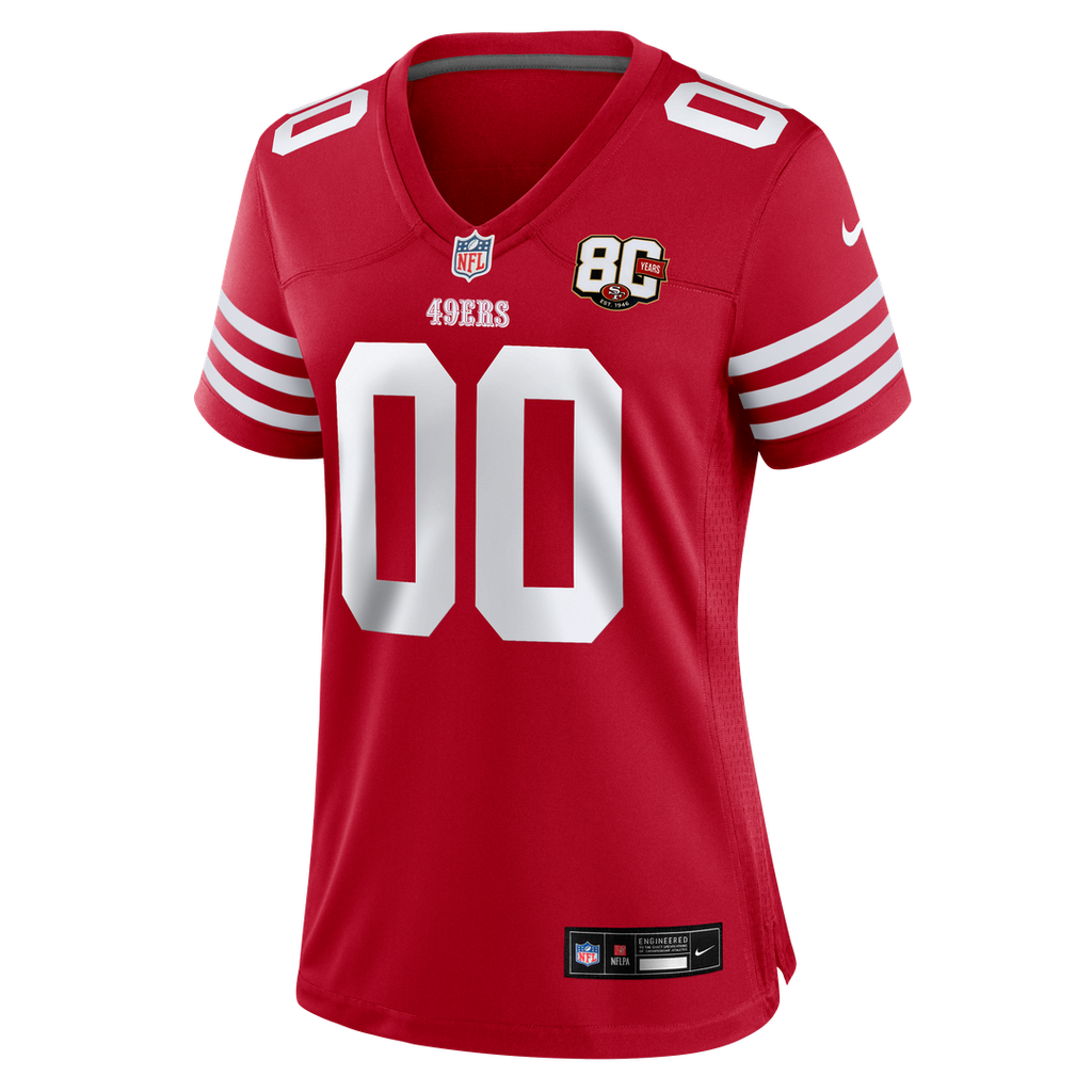 San Francisco 49ers Women's 80th Anniversary Custom Jersey - Scarlet