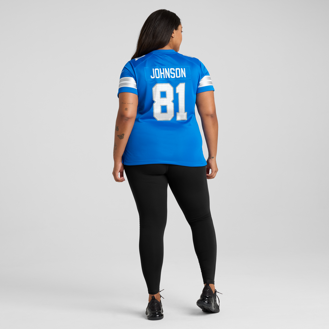 Calvin Johnson Detroit Lions Women's Team Retired Jersey - Blue