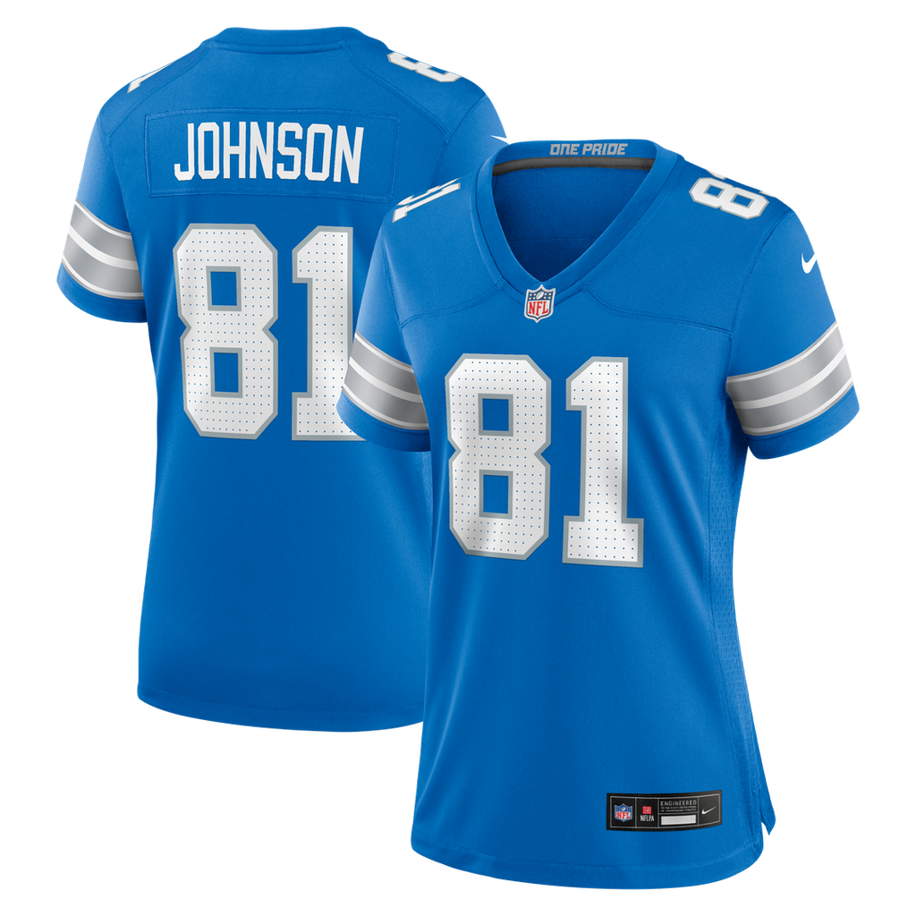 Calvin Johnson Detroit Lions Women's Team Retired Jersey - Blue