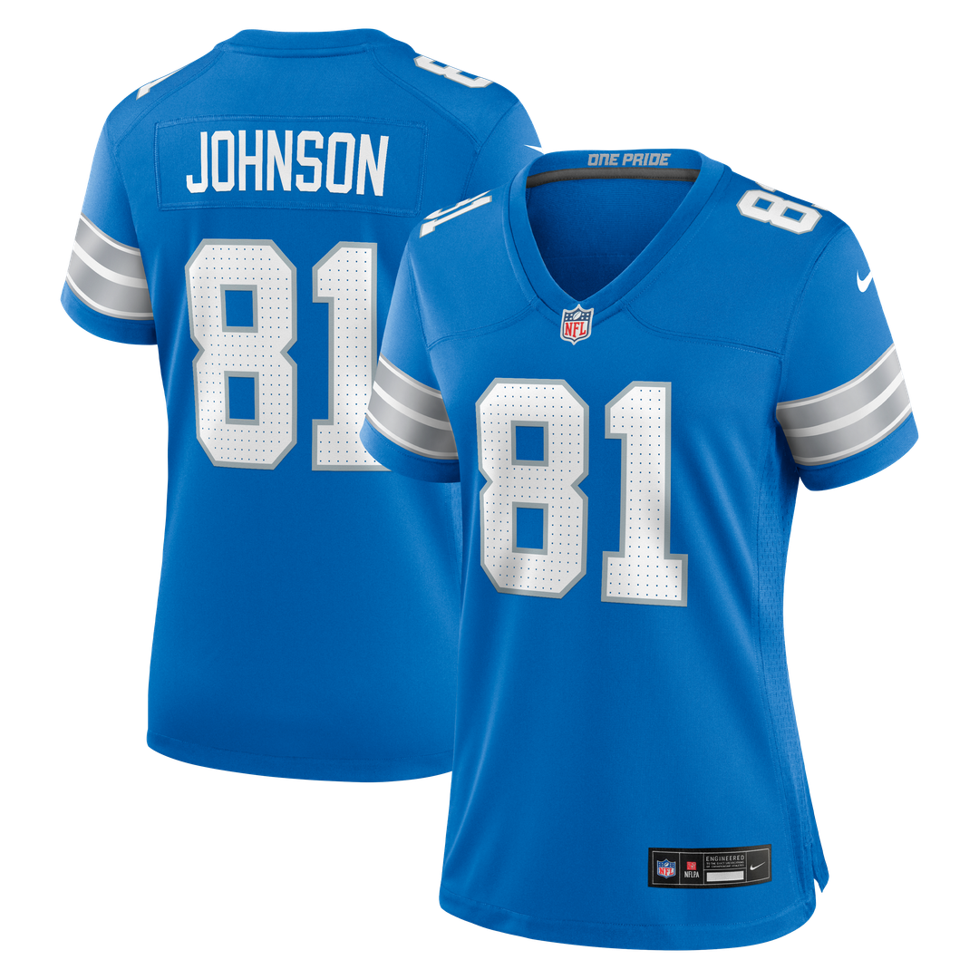 Calvin Johnson Detroit Lions Women's Team Retired Jersey - Blue